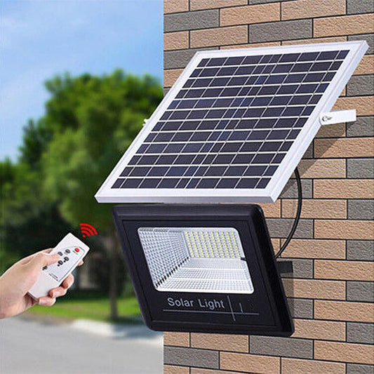 Projetor LED Com Painel Solar, 200W, IP66 Resistência à Água, Controle Remoto
